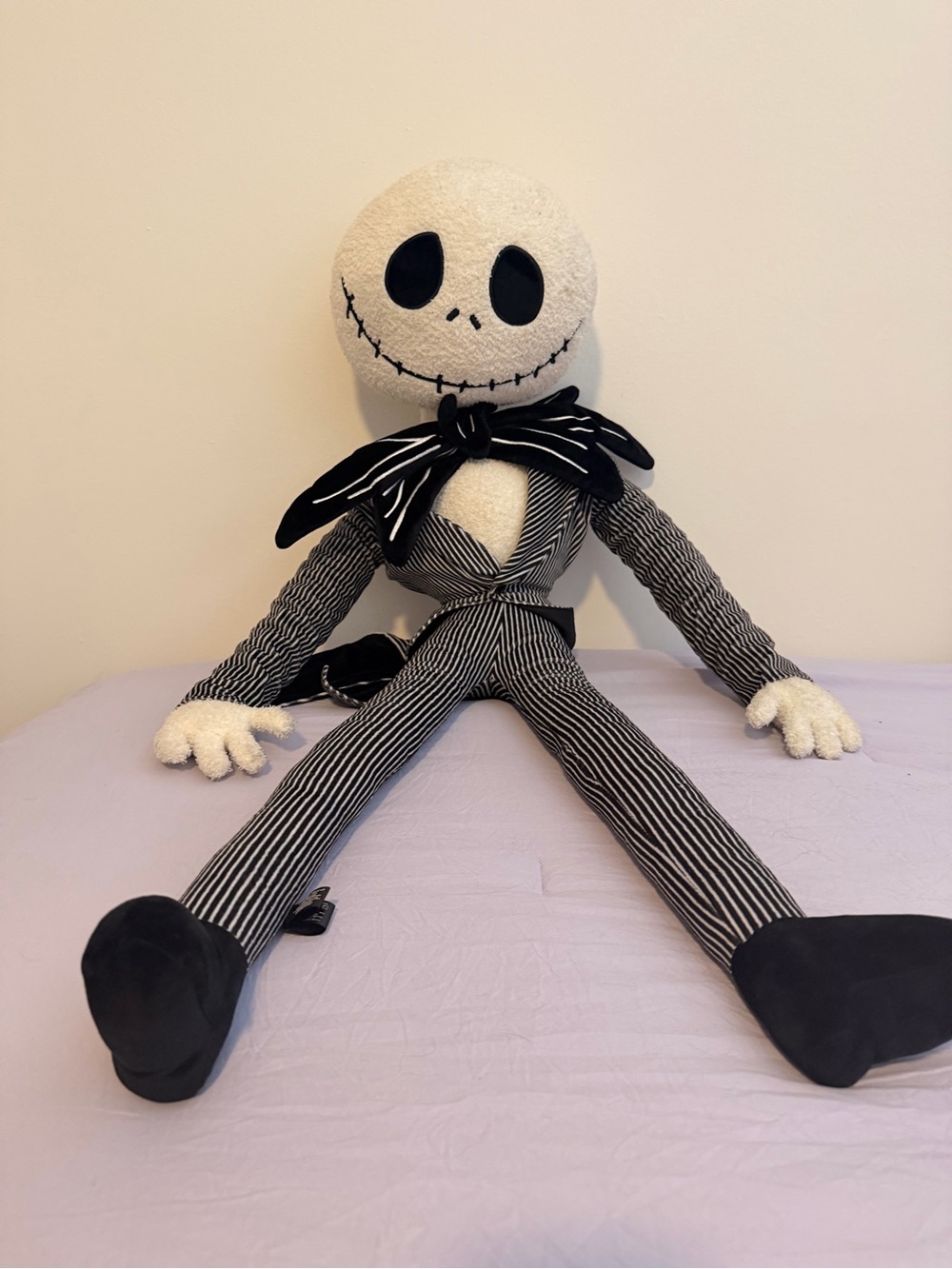 Jack Skellington Barefoot Dreams Plush Doll - Black & White Pinstripet